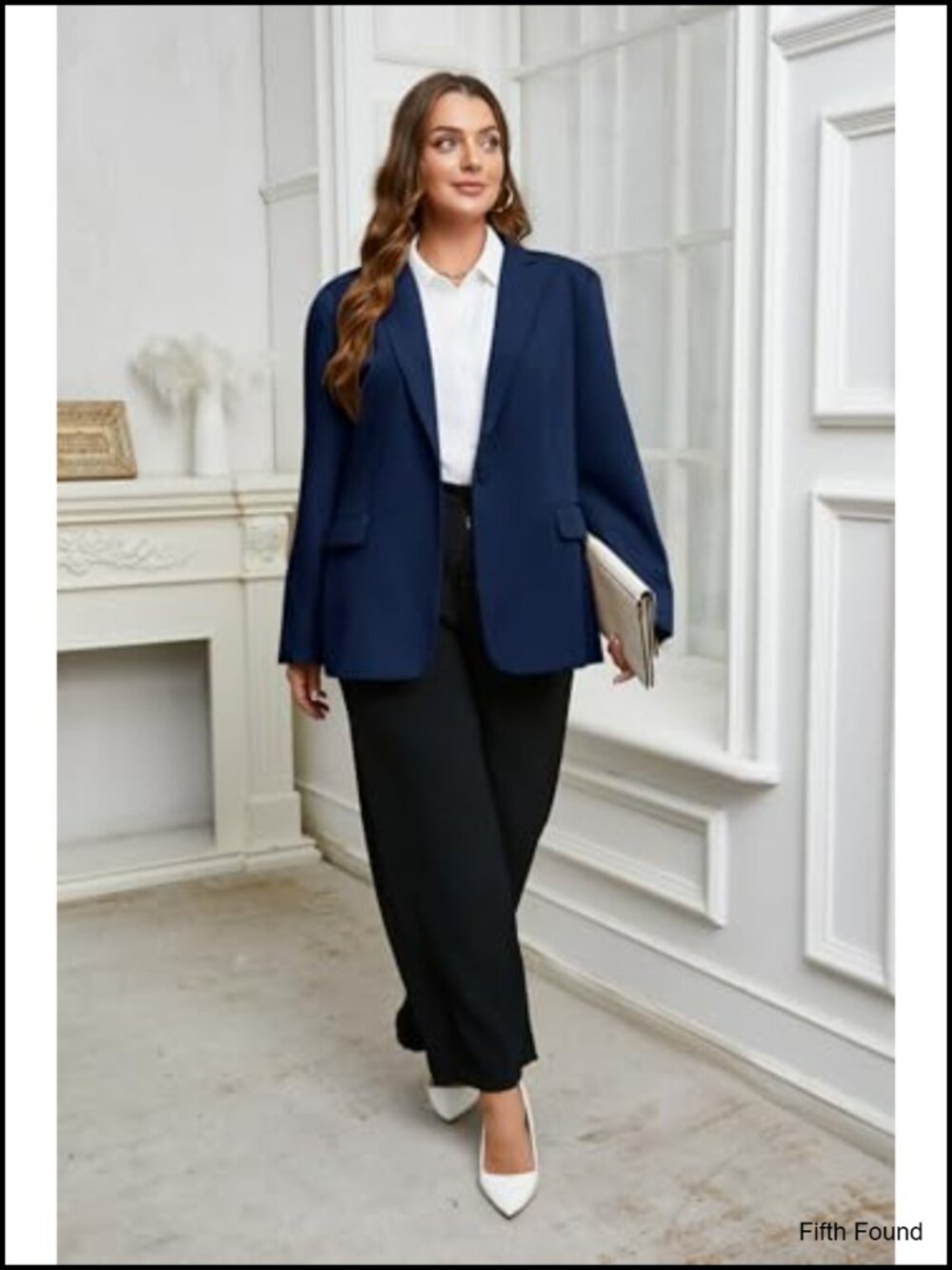 Plus Size Open Front Blazer Long Sleeve Work Office Suit Jacket Polyester - Picture 4 of 5